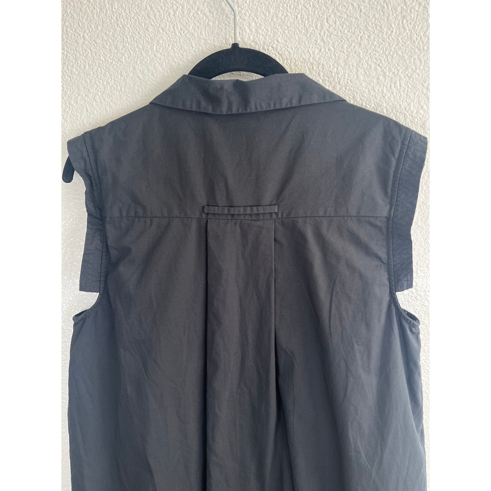 Banana Republic 100% Cotton Shift Dress Sleeveless Collared V-Neck Black Medium - Picture 9 of 10